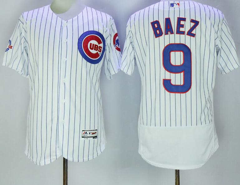 2017 MLB Chicago Cubs #9 Baez white jerseys